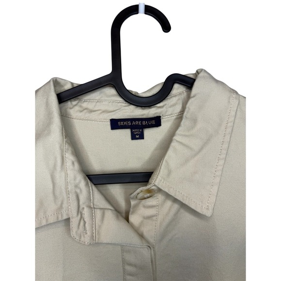 Skies Are Blue Women's Romper Jumpsuit Shorts Beige Utility Style Medium - Picture 4 of 4